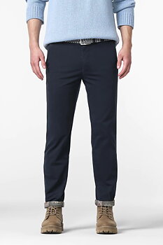 Blå (navy) chinos med thermofoder i Fine Twill och modern passform (Meyer / Bonn)