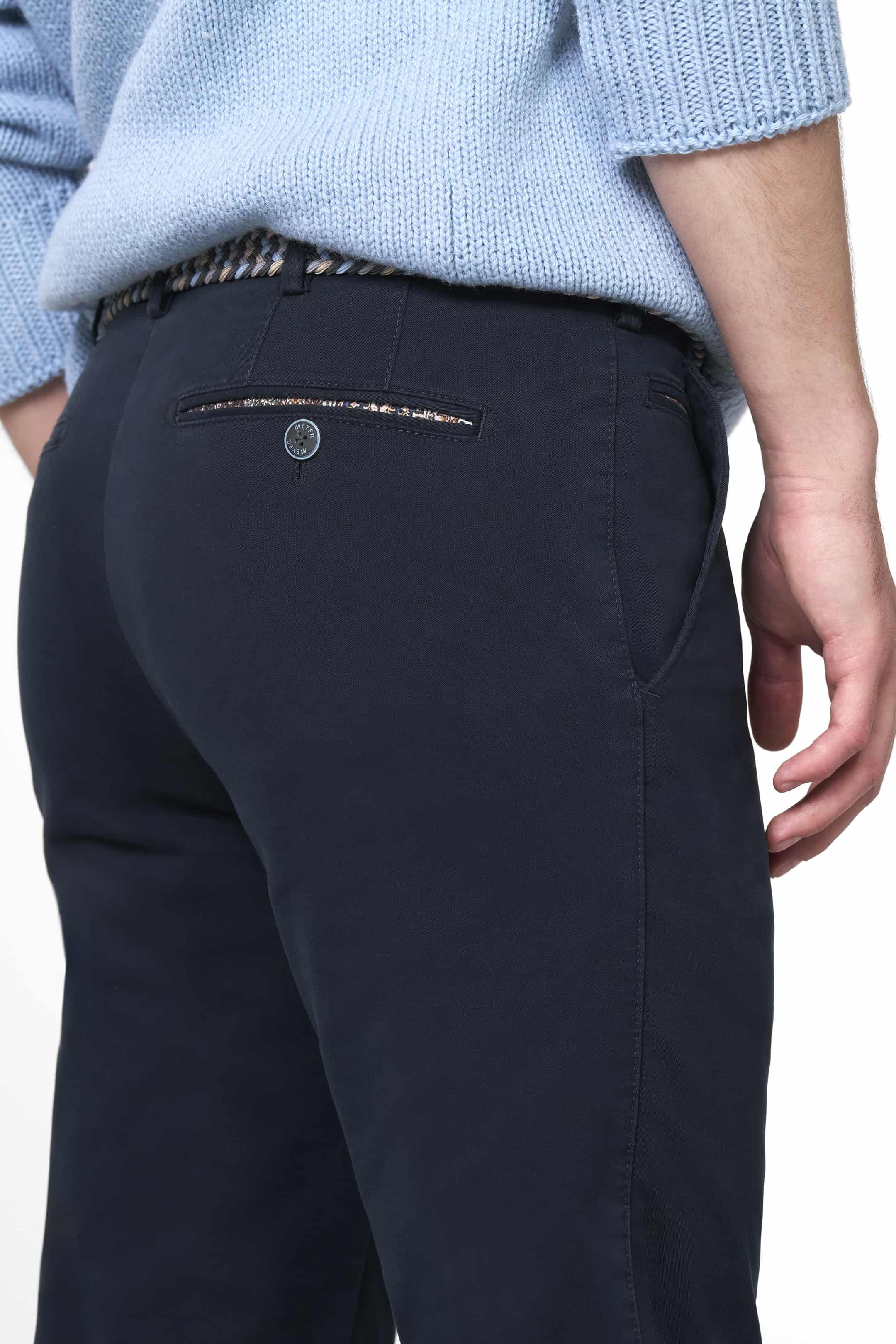 Blå (navy) chinos med thermofoder i Fine Twill och modern passform (Meyer / Bonn) - 4