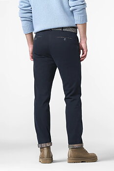 Blå (navy) chinos med thermofoder i Fine Twill och modern passform (Meyer / Bonn)