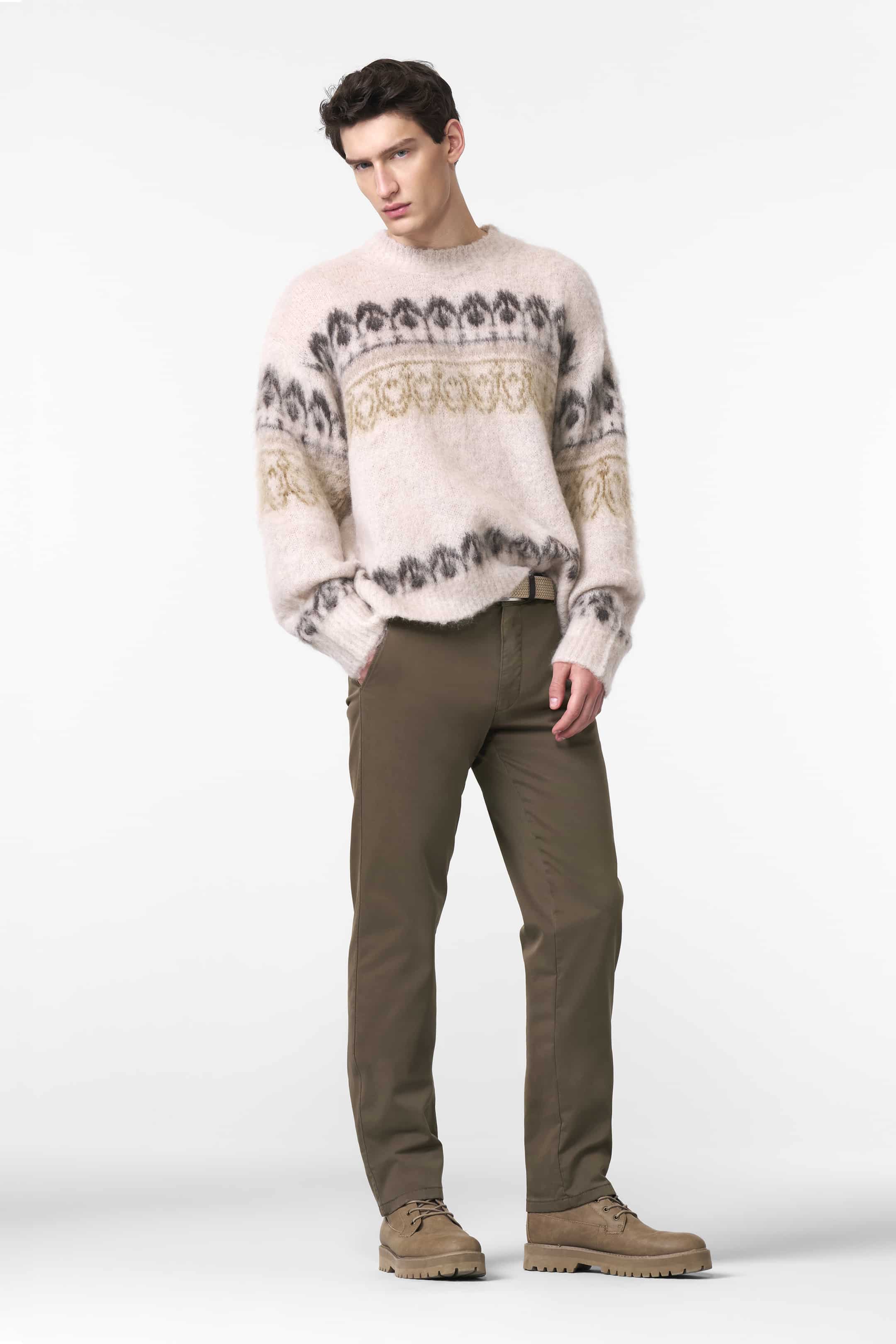 Bruna (mocha) chinos med thermofoder i Fine Twill och modern passform (Meyer / Bonn) - 3