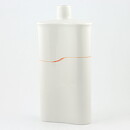 Inger Persson (1980s) White Bottle Vase with Red Linear Decor 28 cm