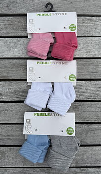 Enfärgad barnstrumpa 2-pack. 0-3mån, 3-8mån, 8-12 mån