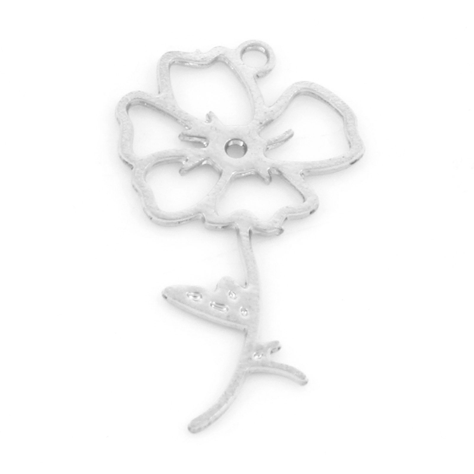 Berlock -  Månadsblomma, Vallmo Augusti filigree, Silver