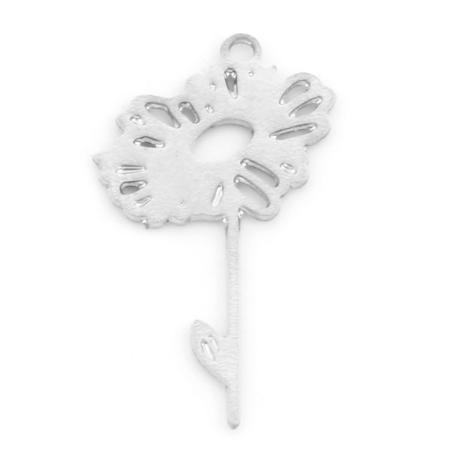 Berlock -  Månadsblomma, Prästkrage, April filigree, Silver