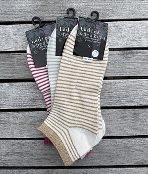 Glittrig ankelstrumpa 3-pack onesize (37-41)