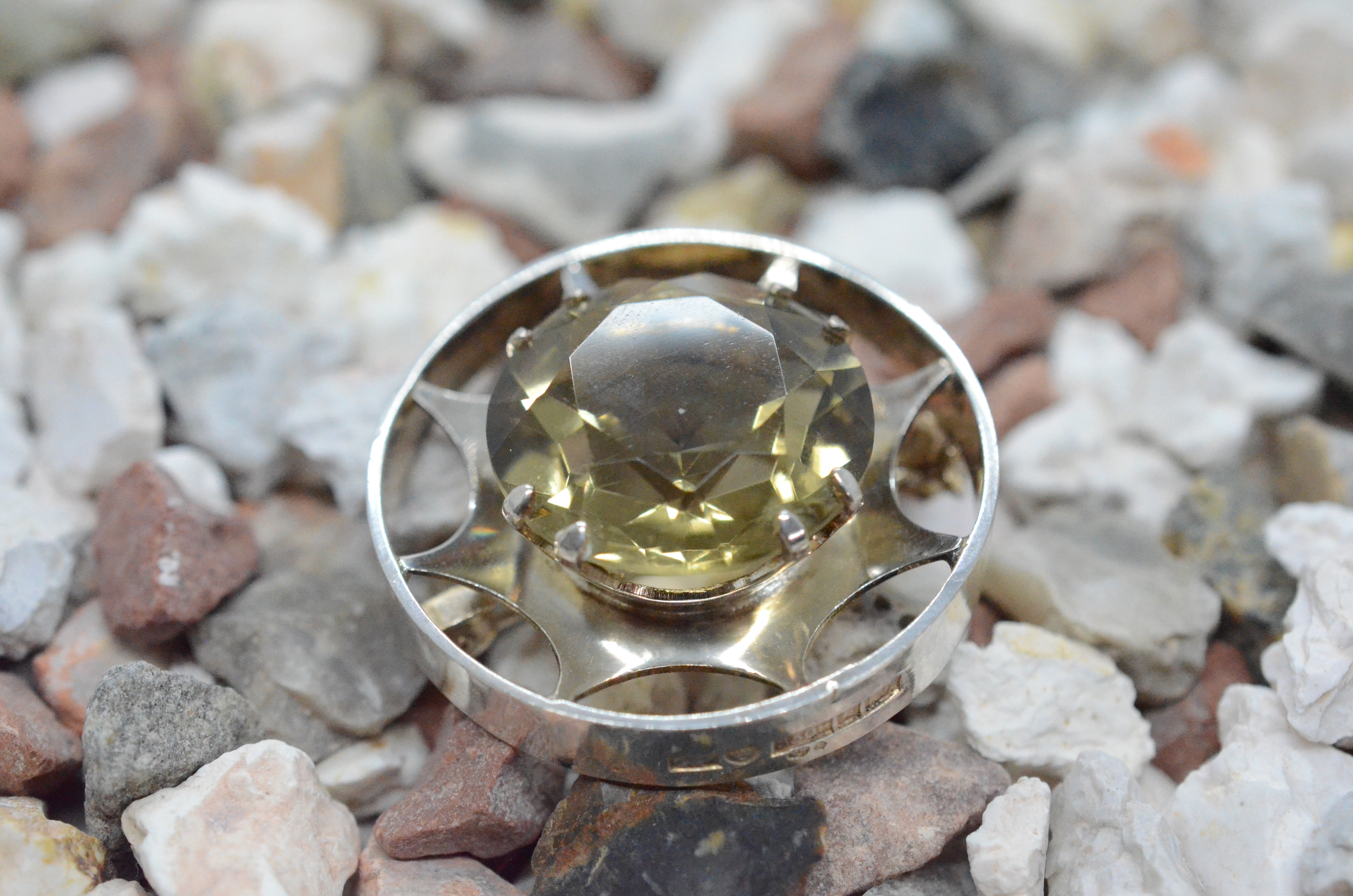 Vintage Salovaara silver brooch with smoky quartz