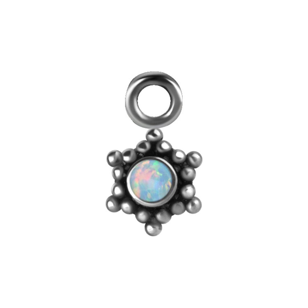 Clicker pendant - flower with opal - surgical steel 316L