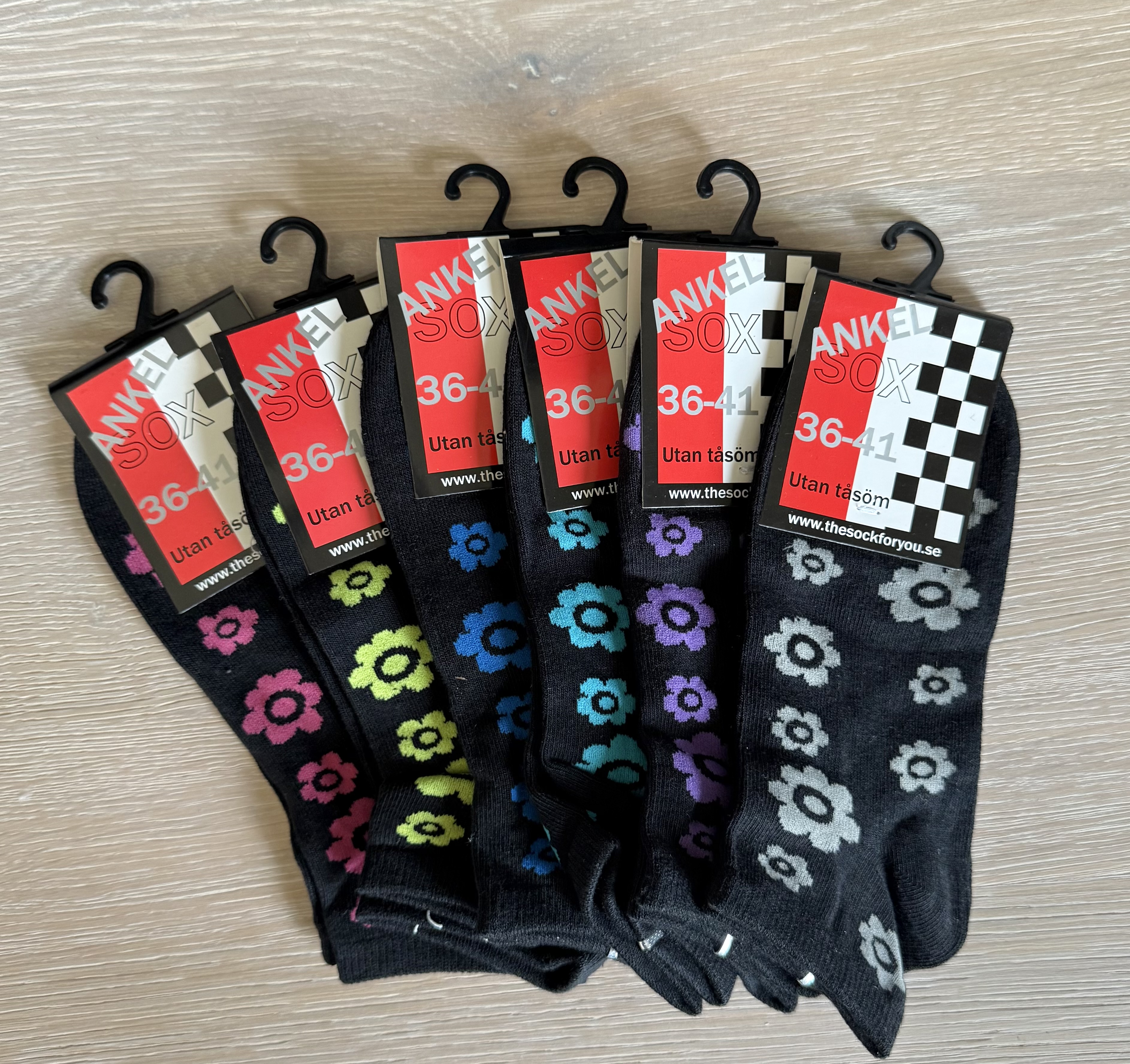 Ankelstrumpa blomma 6-pack storlek 36-41 - 2