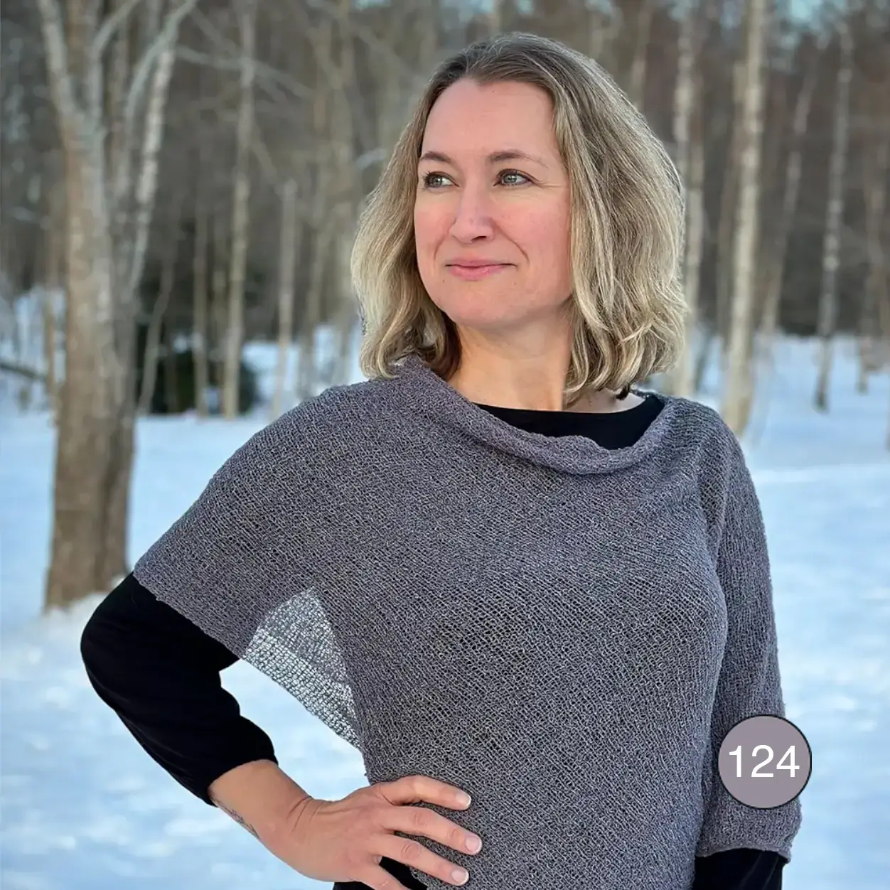 Ulla Jacobsson- Ella- Ponchosjal - Grå - 2