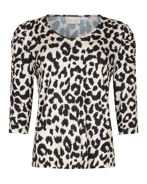 Topp Denize puffärm leo beige/svart - 2