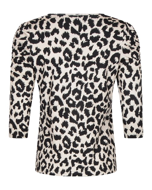 Topp Denize puffärm leo beige/svart - 3