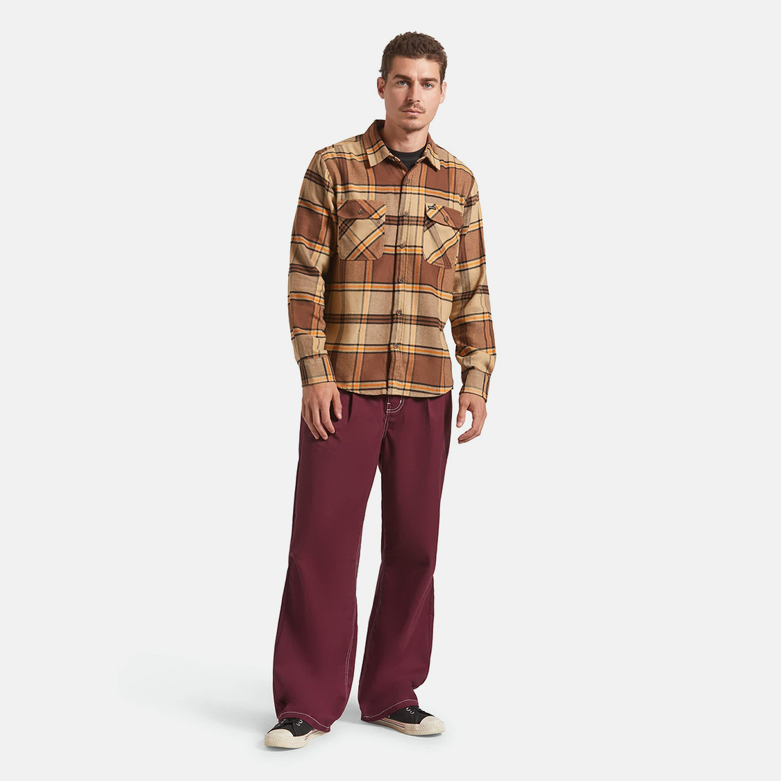 Brixton - Bowery Flannel Sand/Pinecone/Solar Orange - 8
