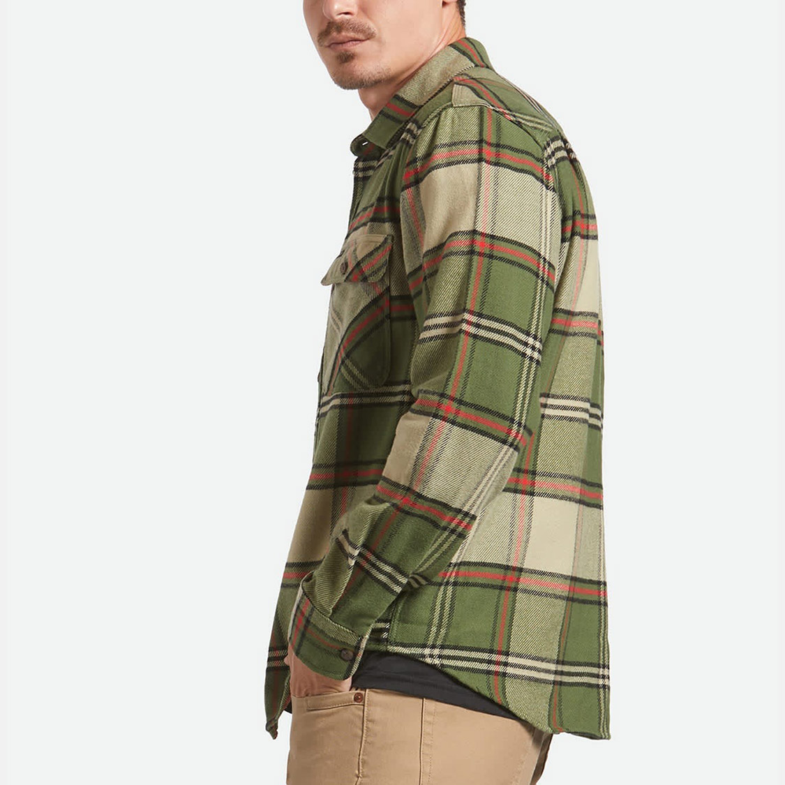 Brixton - Bowery Flannel Wild Green/Elm/Adrenaline Rush - 3