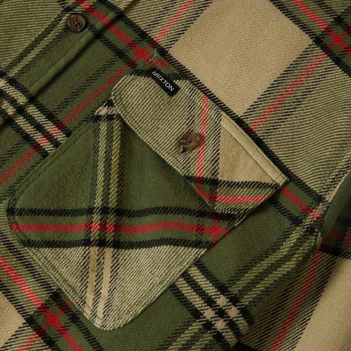 Brixton - Bowery Flannel Wild Green/Elm/Adrenaline Rush - 5
