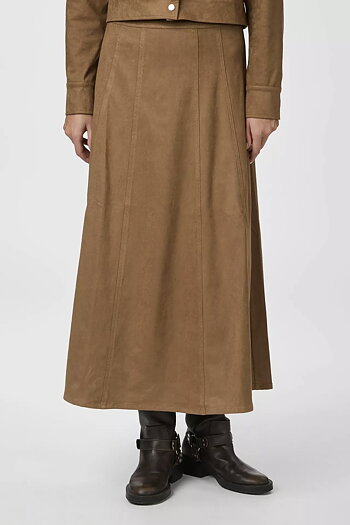 Neo Noir  - Raya Faux Suede Skirt Cognac