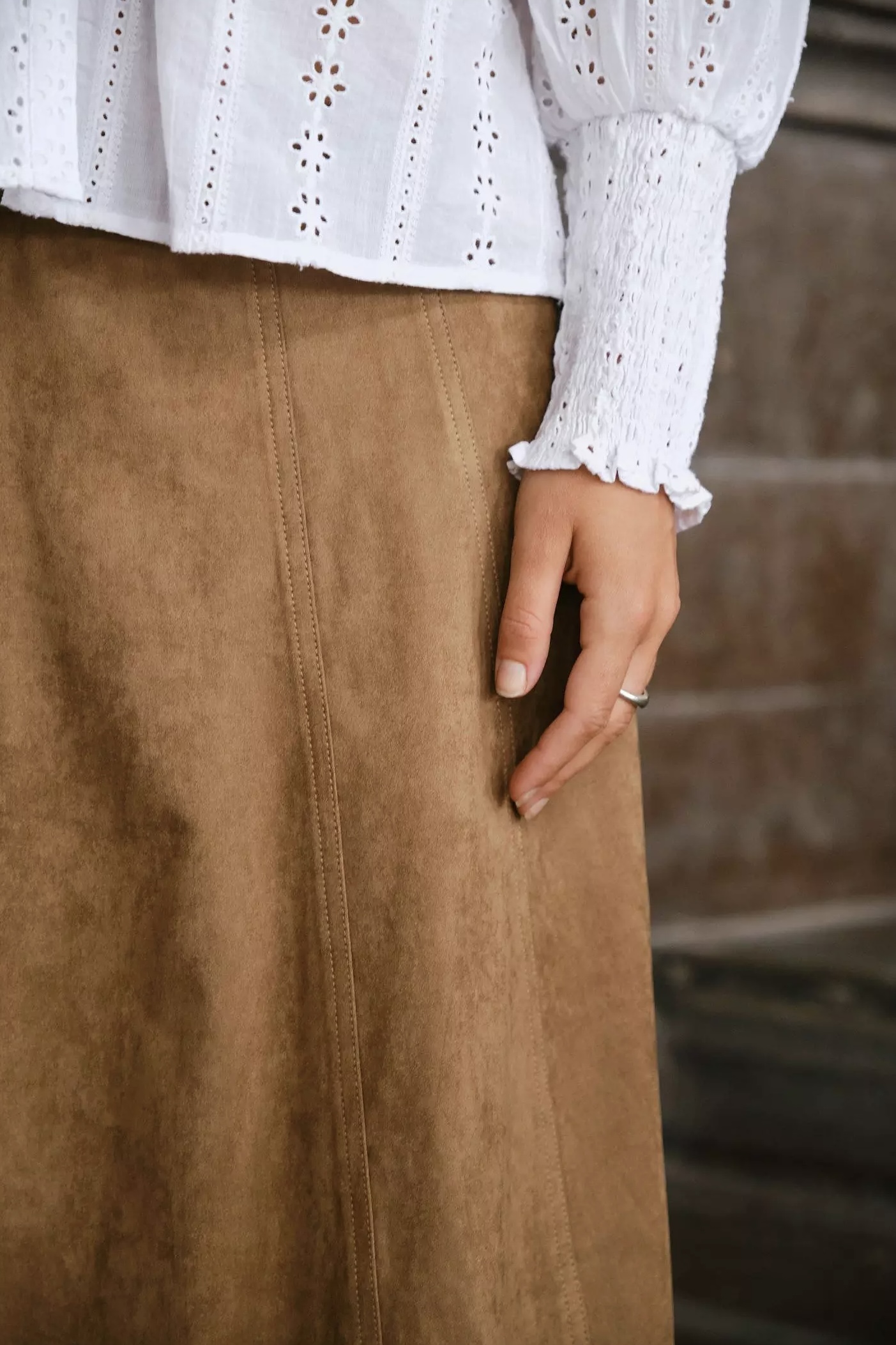 Neo Noir  - Raya Faux Suede Skirt Cognac - 5