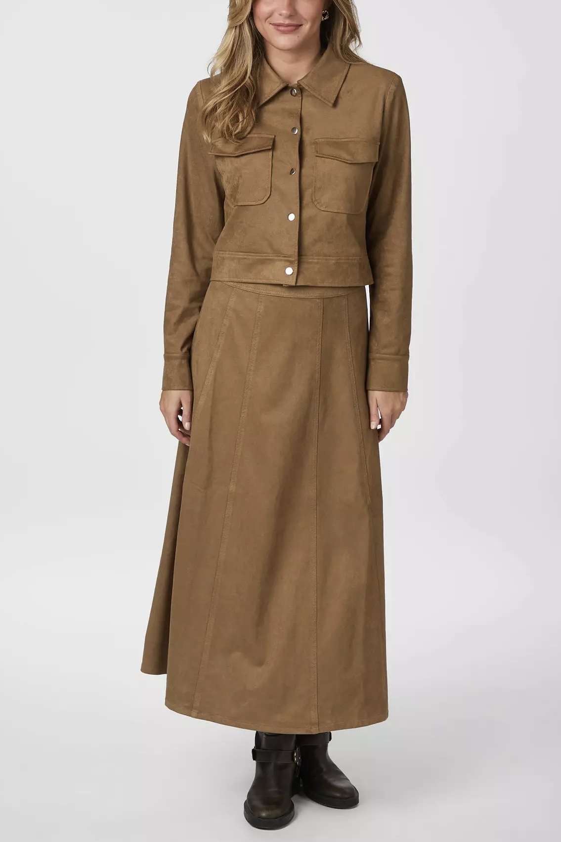 Neo Noir  - Raya Faux Suede Skirt Cognac - 3