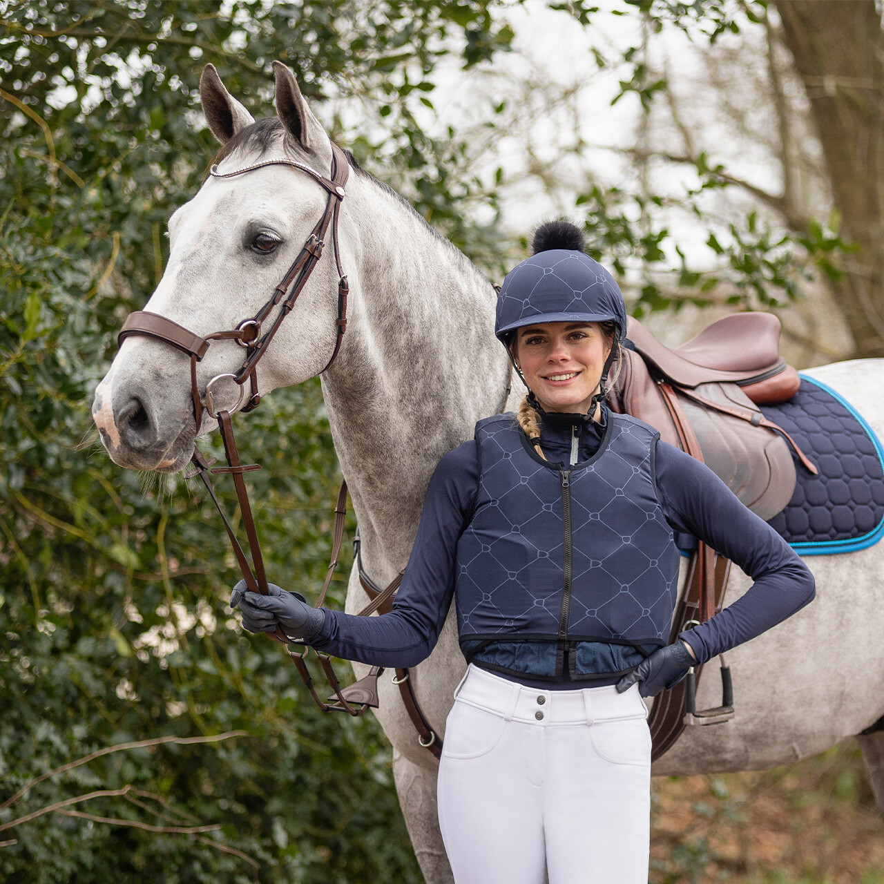 QHP Liora Helmet Cover - Navy - polyester