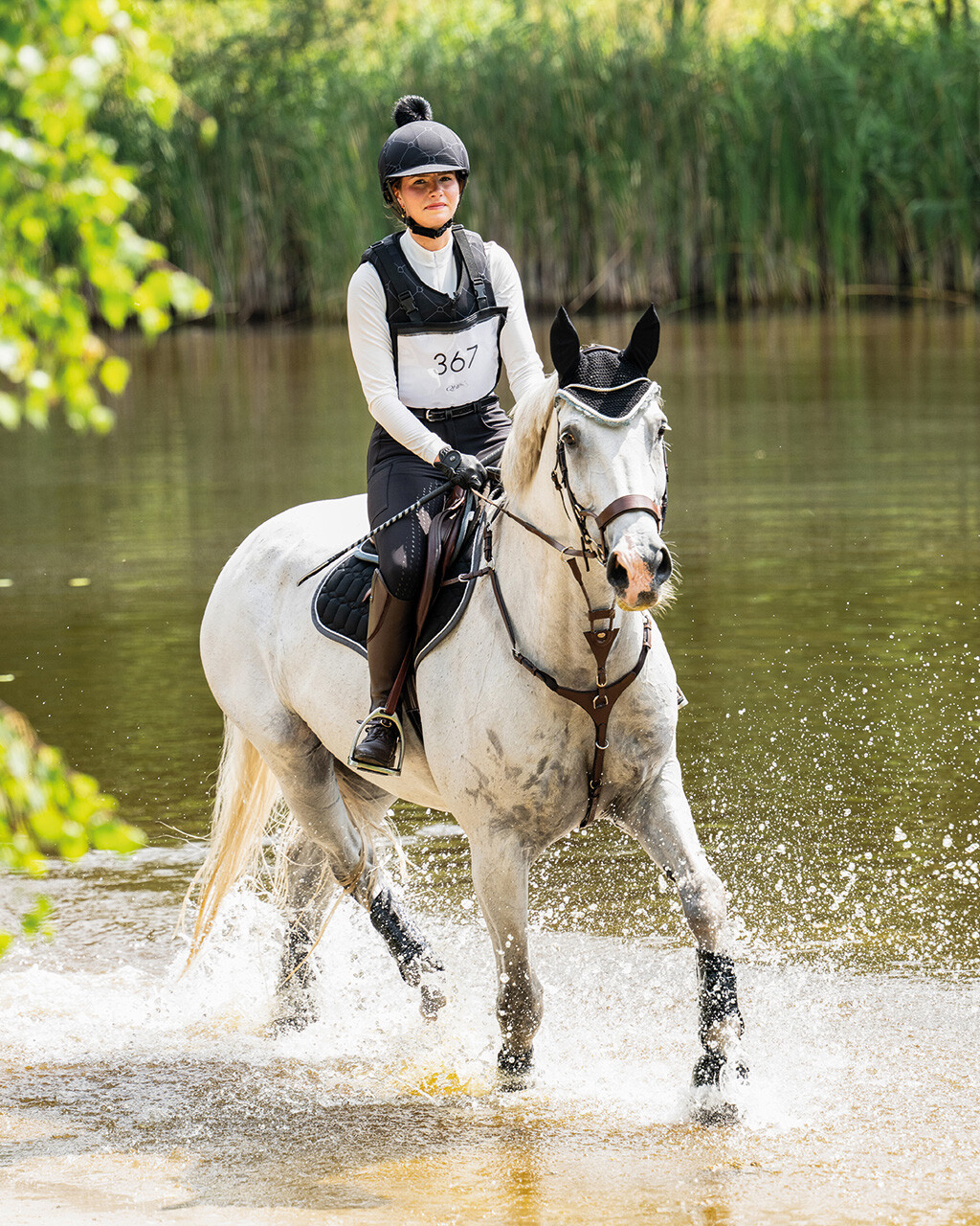 QHP Liora Helmet Cover - Black - Eventing