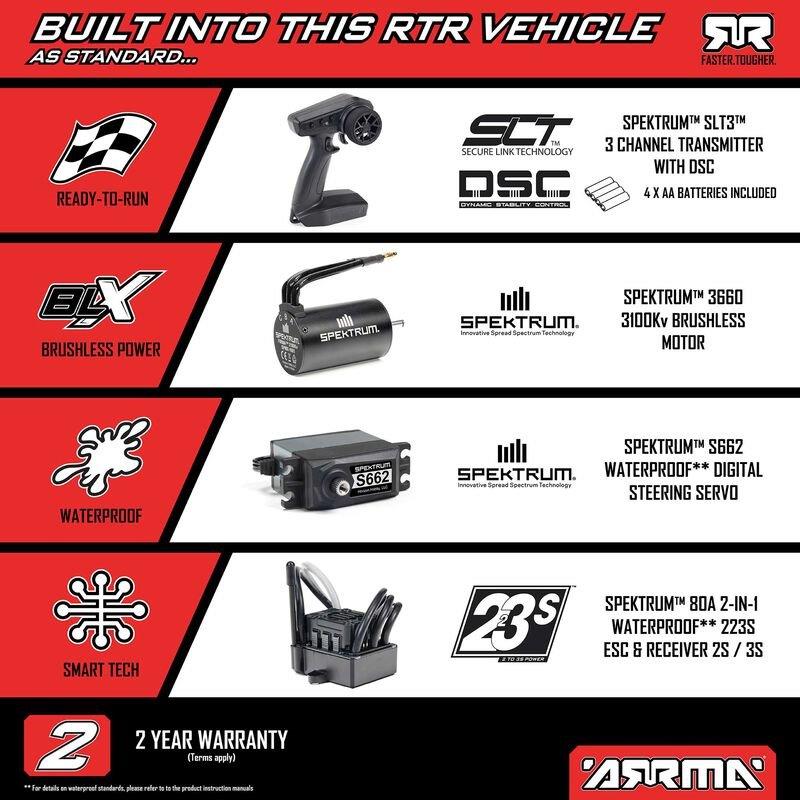 ARRMA 1/8 TYPHON 223S DSC 4X4 RTR Brushless Buggy, Blue - 20