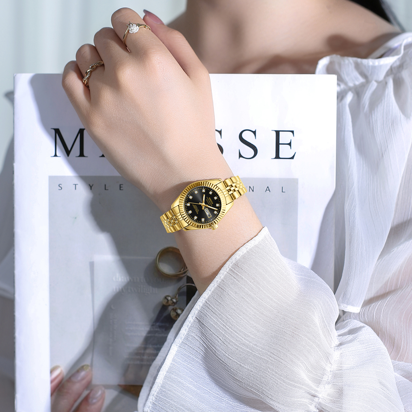 Nibosi Millbury Day-Date Gold Black - 10