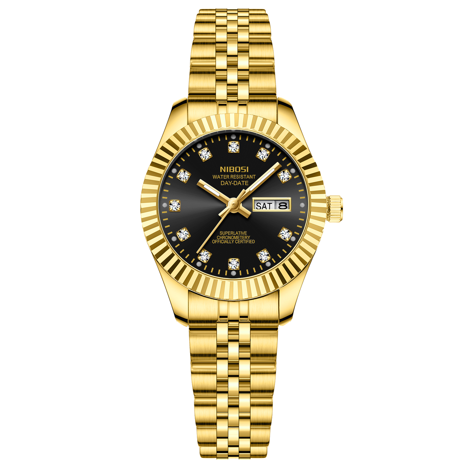 Nibosi Millbury Day-Date Gold Black | Damklockor | Klocktema