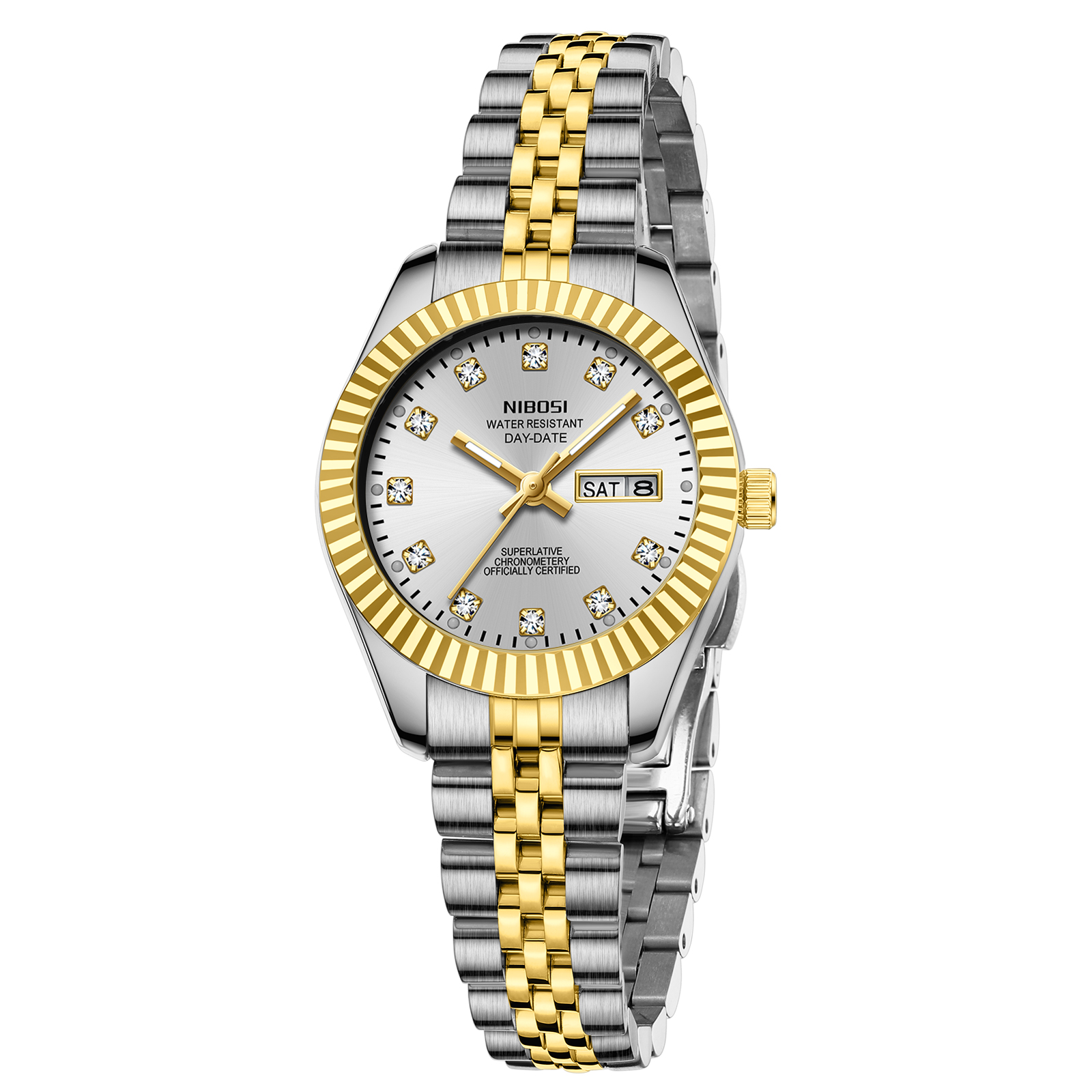 Nibosi Millbury Day-Date Silver Gold - 3