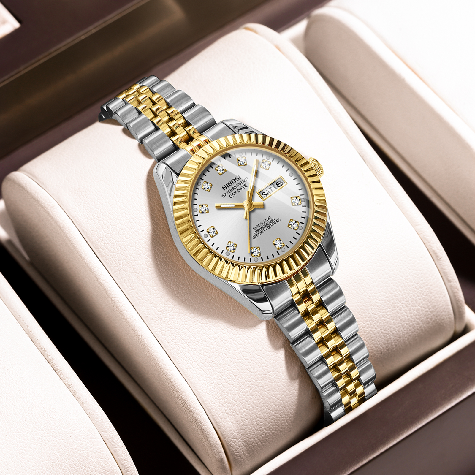Nibosi Millbury Day-Date Silver Gold - 6