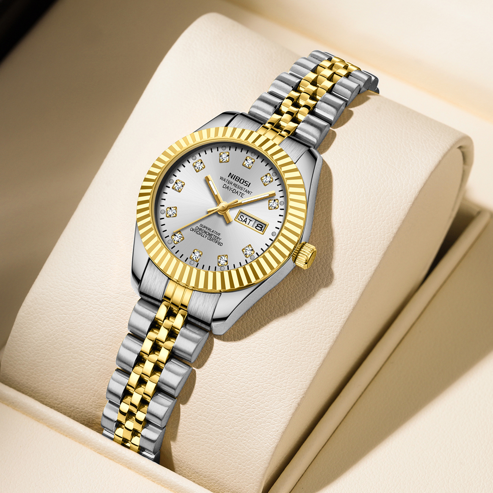 Nibosi Millbury Day-Date Silver Gold - 7