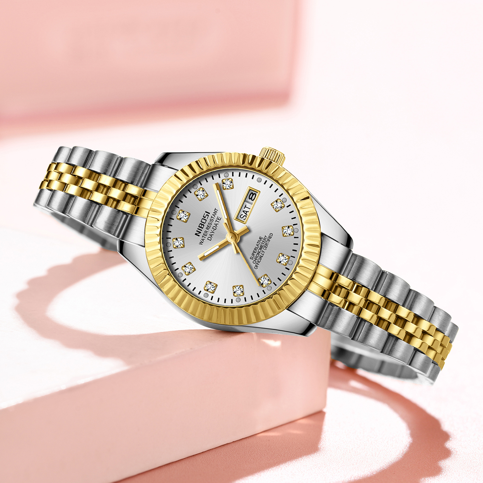 Nibosi Millbury Day-Date Silver Gold - 8