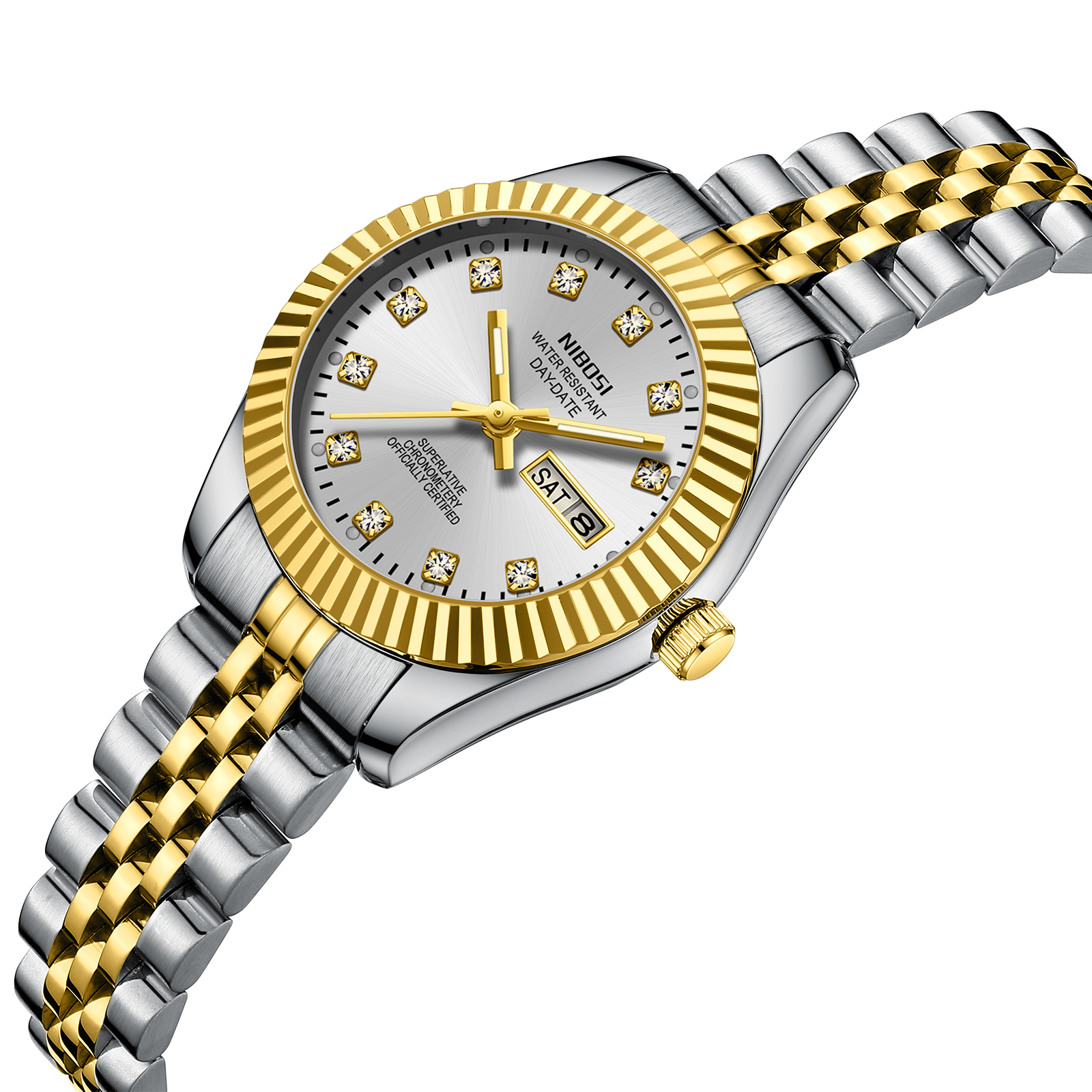Nibosi Millbury Day-Date Silver Gold - 2