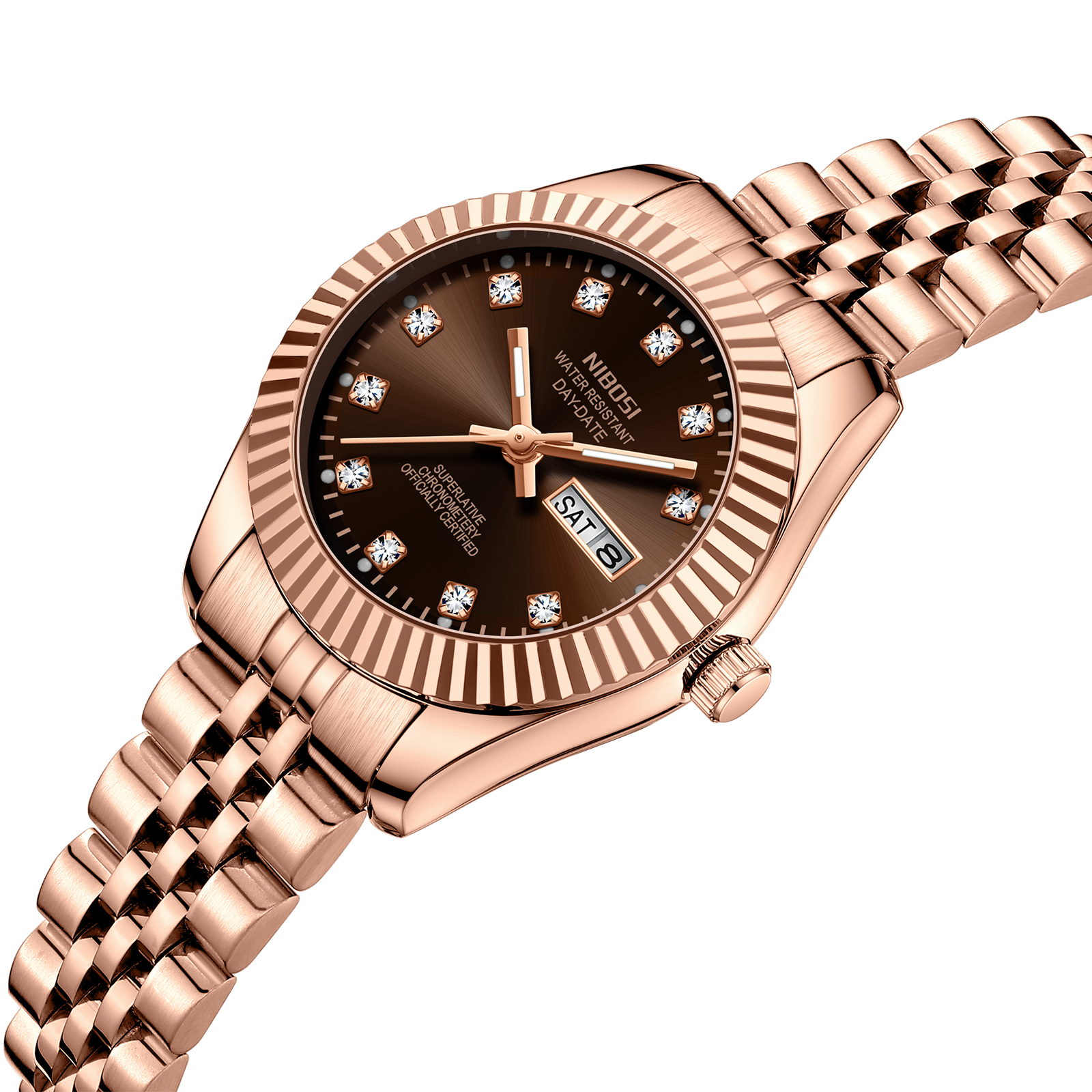 Nibosi Millbury Day-Date Rose Gold Brown - 2