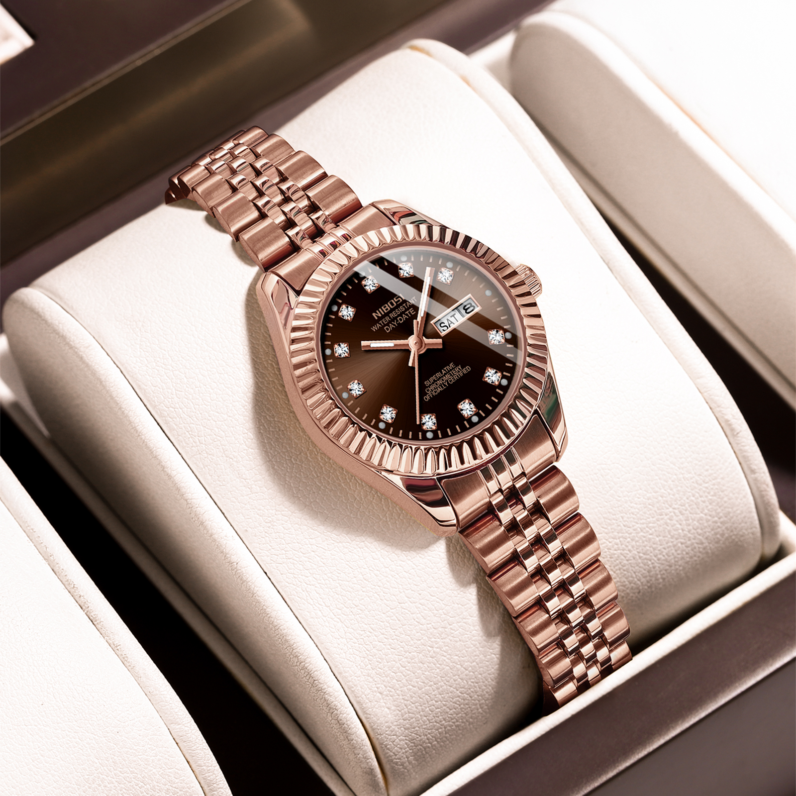 Nibosi Millbury Day-Date Rose Gold Brown - 6