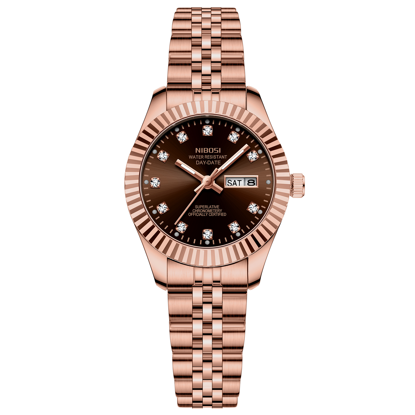Nibosi Millbury Day-Date Rose Gold Brown