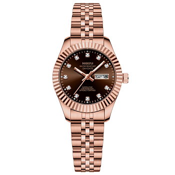 Nibosi Millbury Day-Date Rose Gold Brown