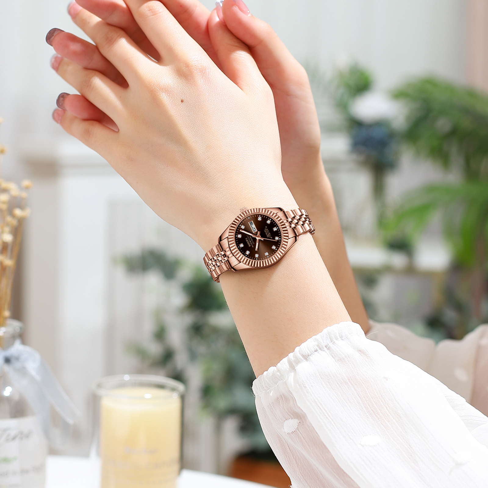 Nibosi Millbury Day-Date Rose Gold Brown - 12