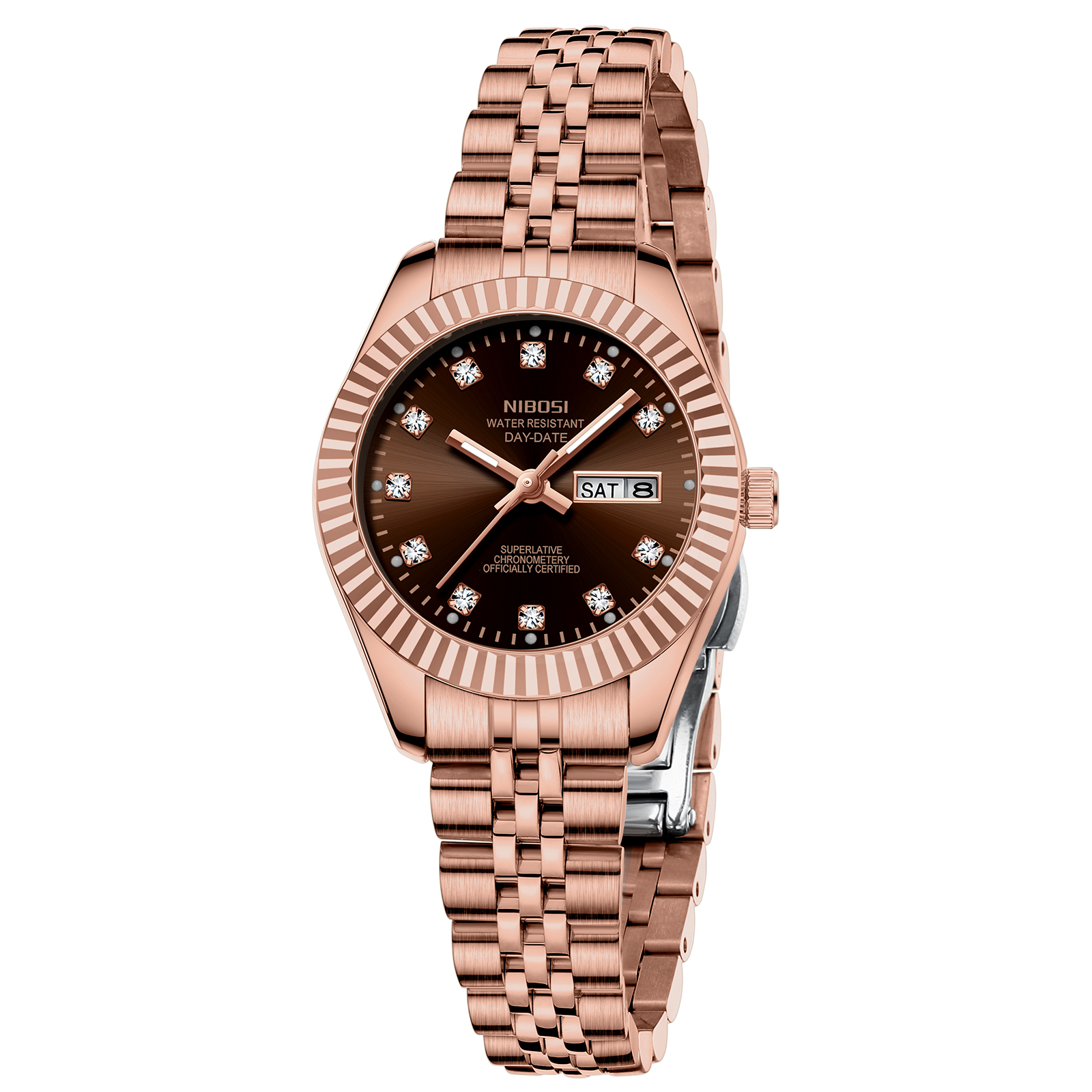 Nibosi Millbury Day-Date Rose Gold Brown - 3