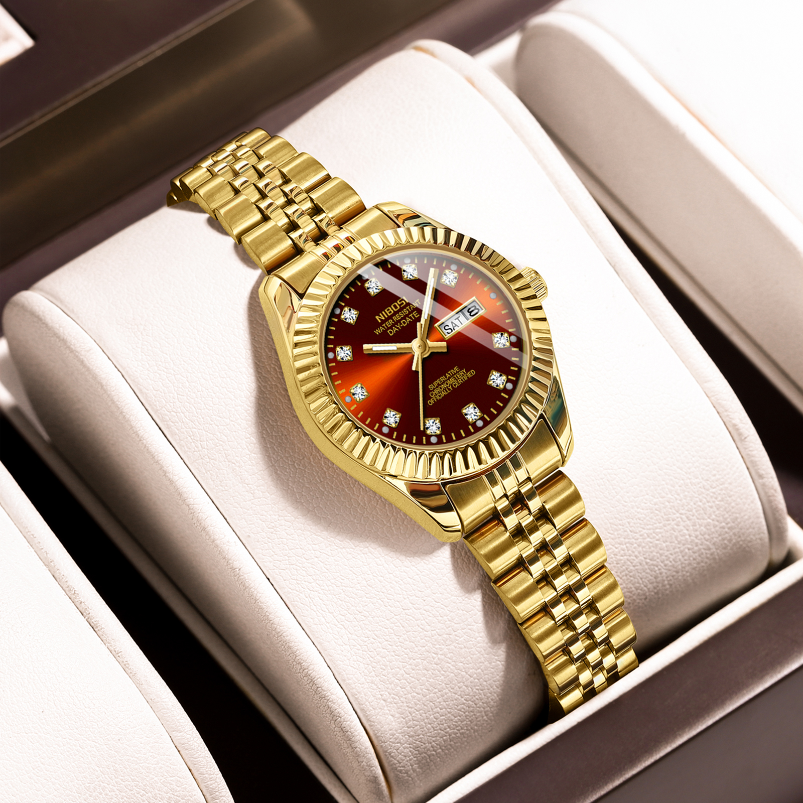 Nibosi Millbury Day-Date Gold Red - 6