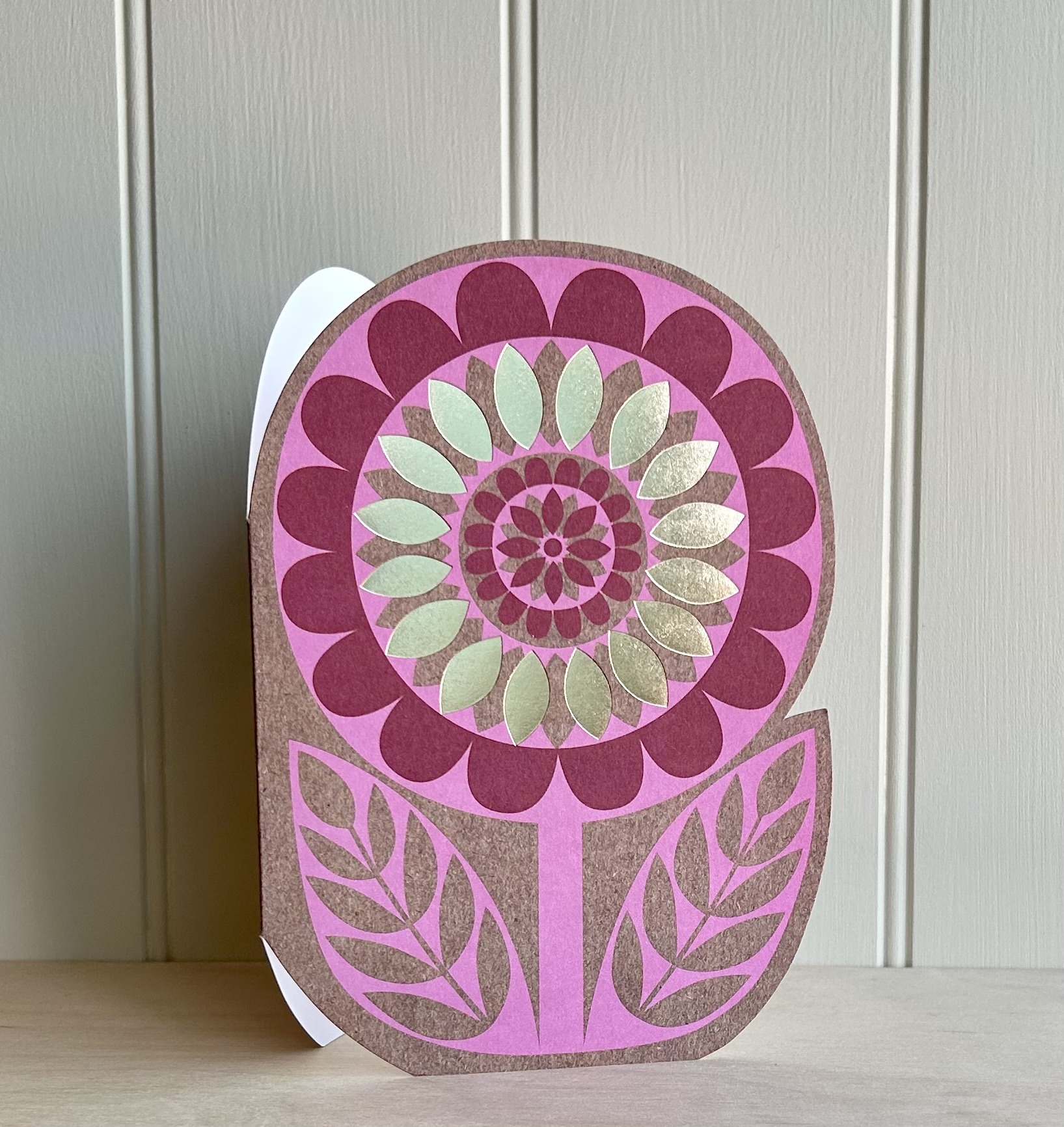 Flower – Pink & Gold, Greeting Card