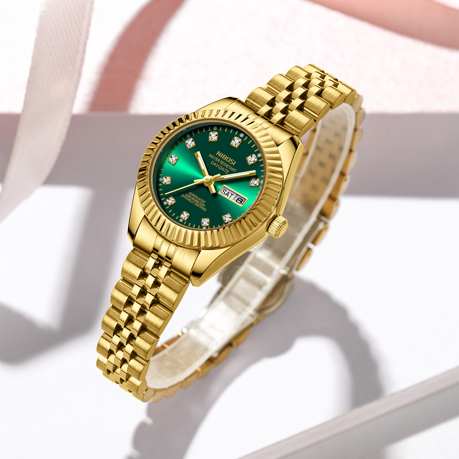 Nibosi Millbury Day-Date Gold Green - 9