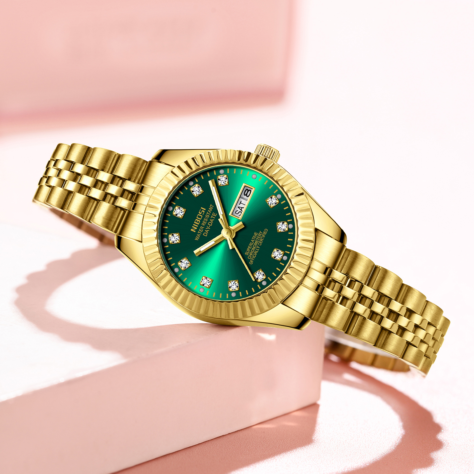 Nibosi Millbury Day-Date Gold Green - 8