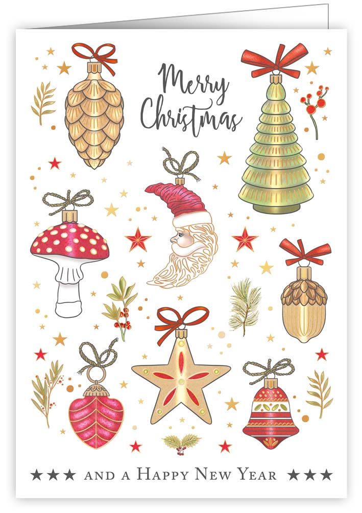 Forest Christmas Ornaments, Greeting Card