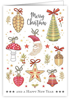 Forest Christmas Ornaments, Greeting Card