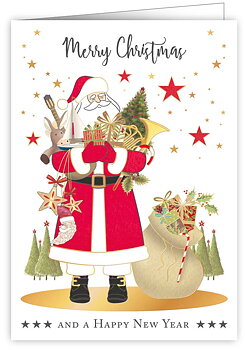 Santa Hugs Presents, Greeting Card