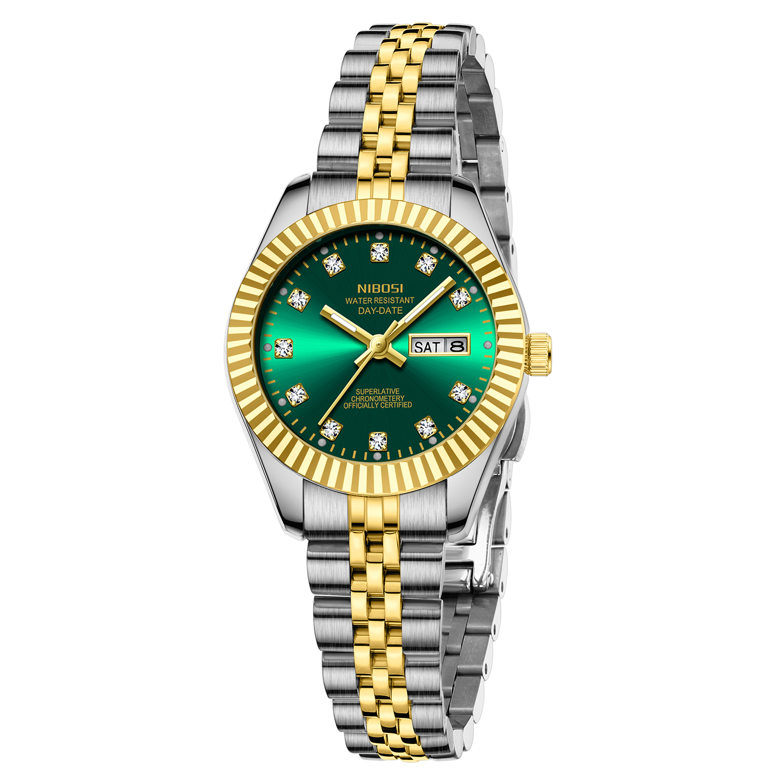 Nibosi Millbury Day-Date Silver Gold Green - 3