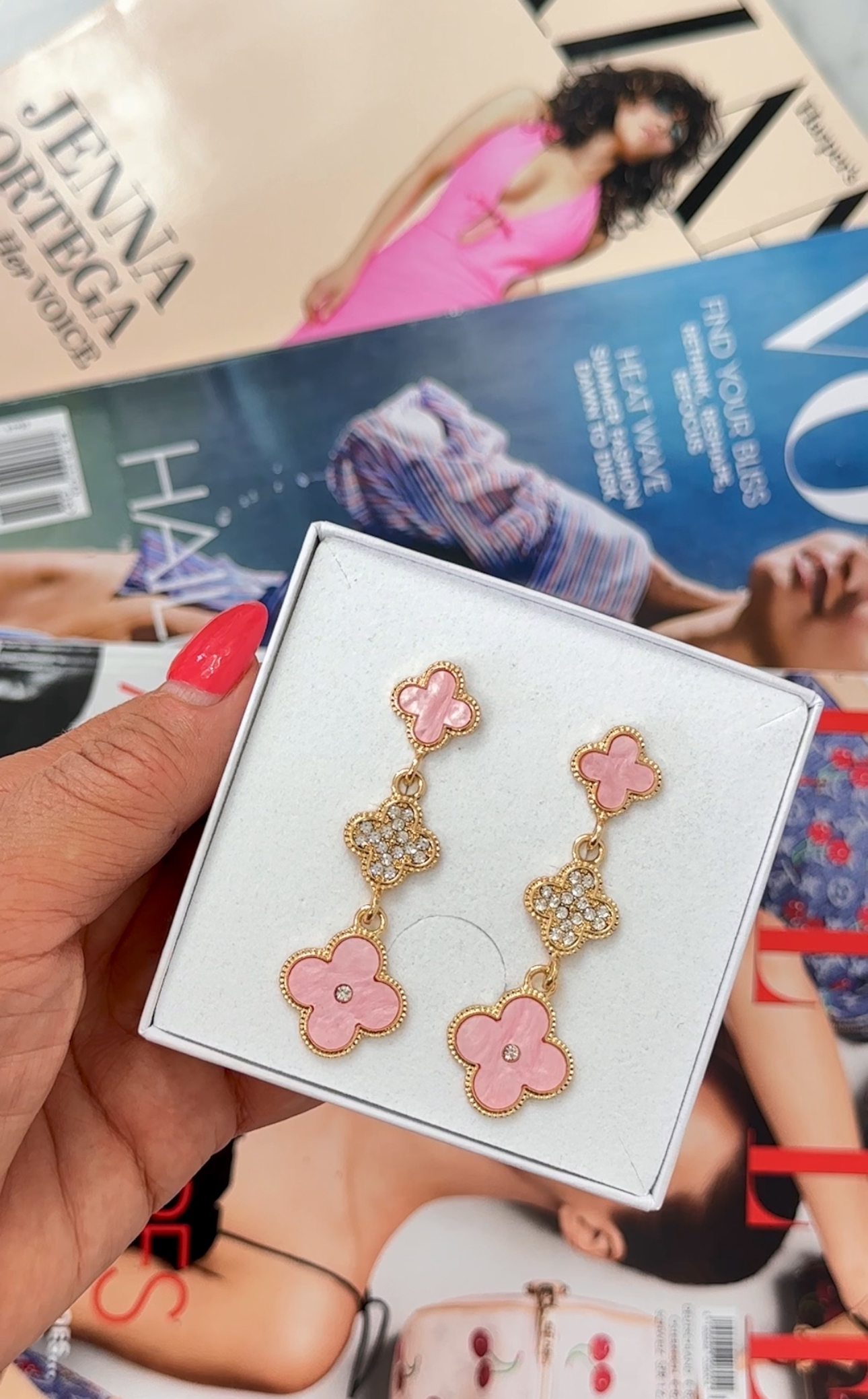 Earrings  Designer Clover Pink Gold - 2