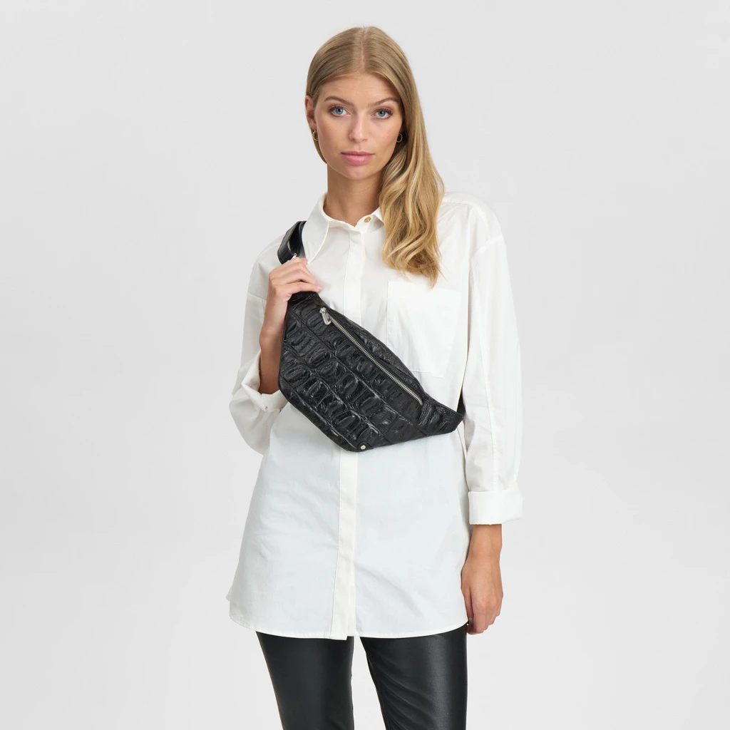 Bumbag| Croco deluxe - svart  - 5
