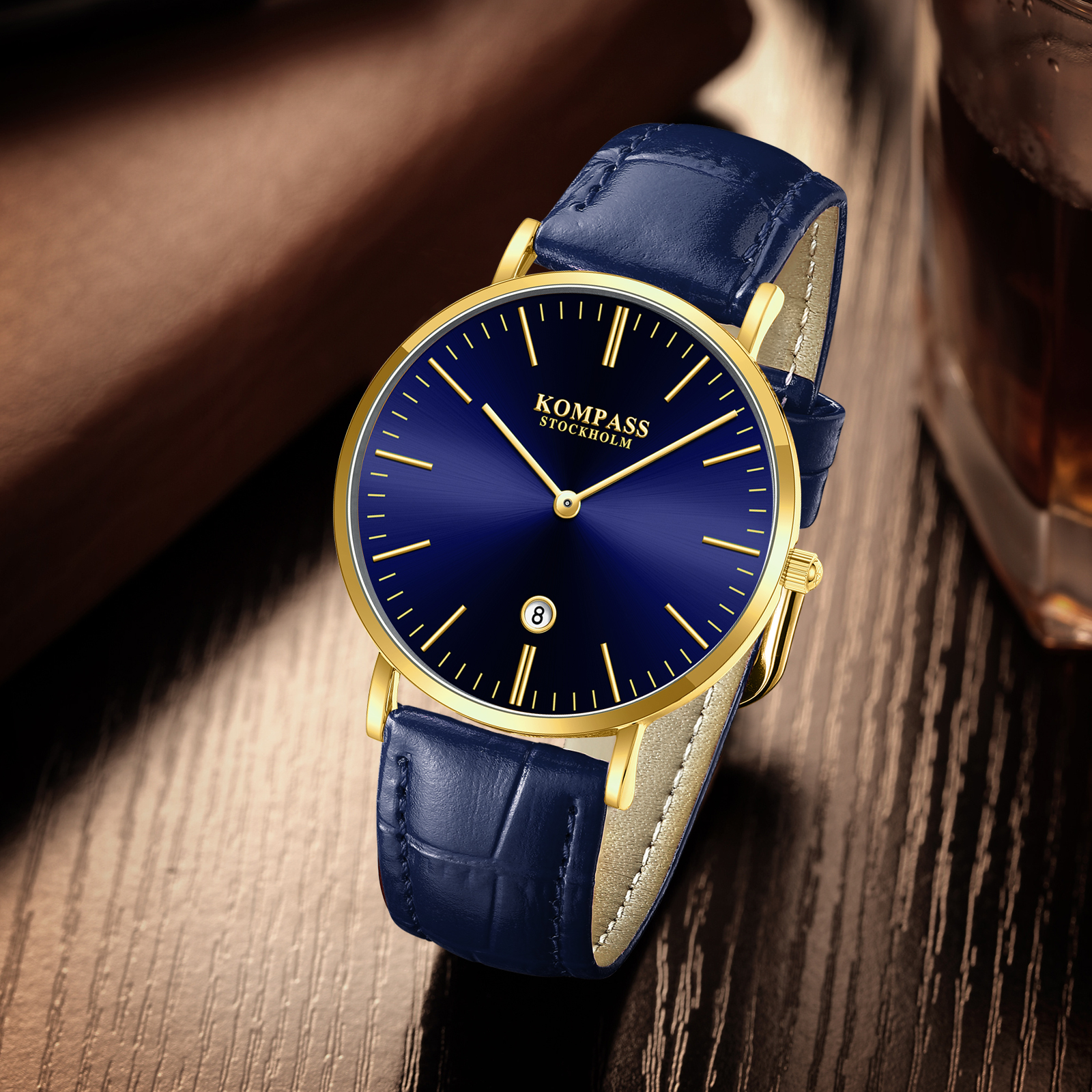 Kompass Nautilus Gold Blue Dial Blue Strap - 10