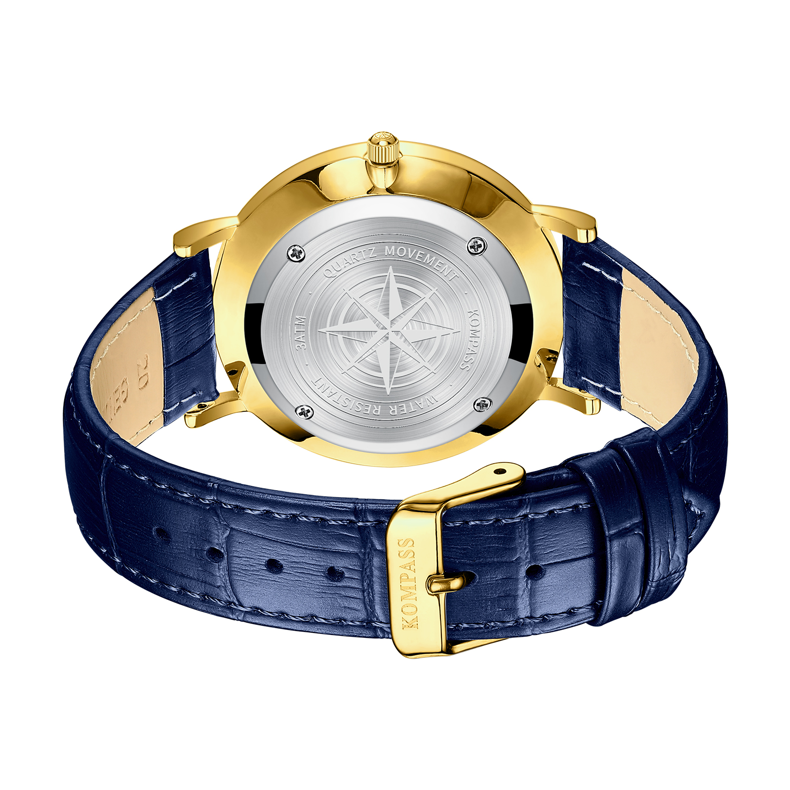 Kompass Nautilus Gold Blue Dial Blue Strap - 4