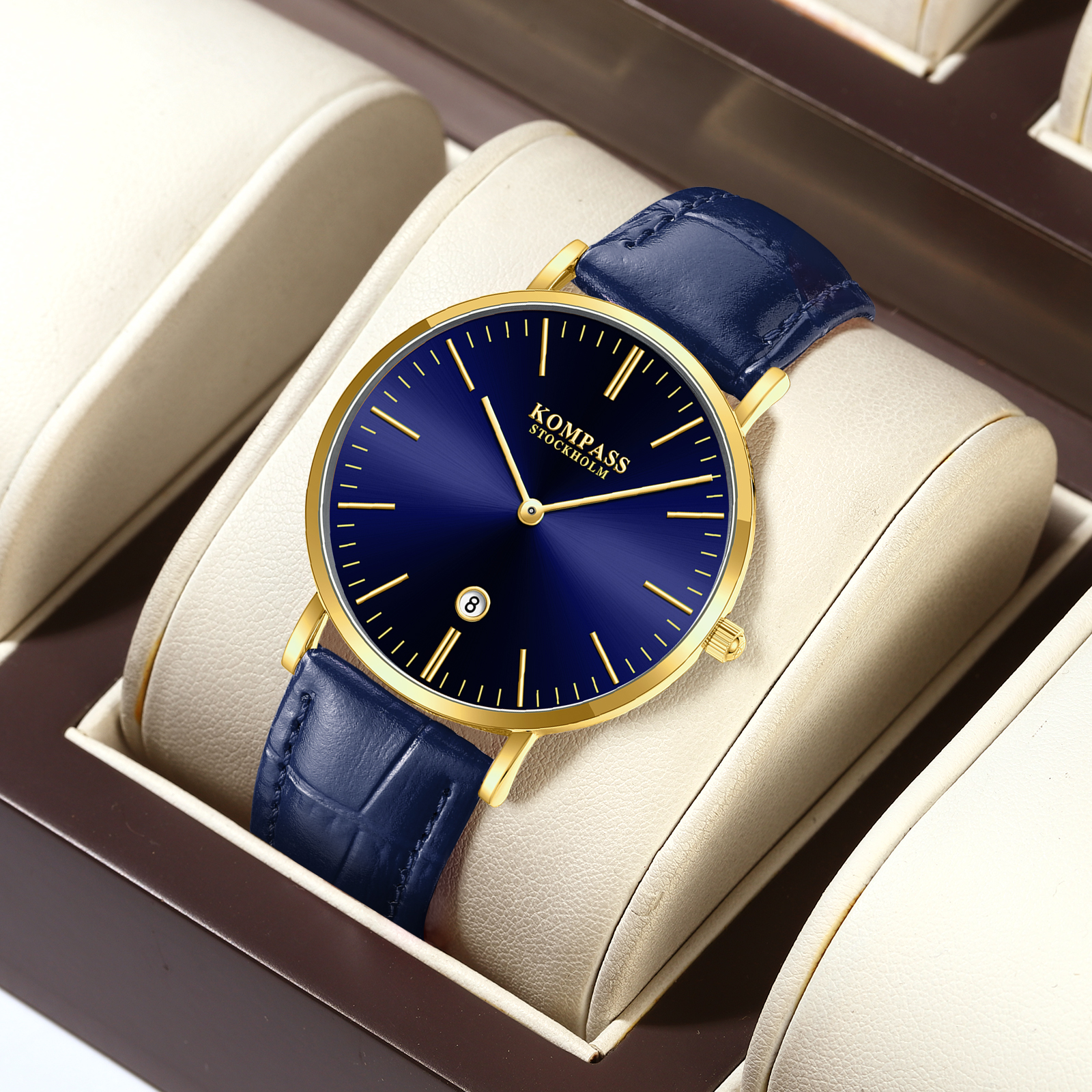 Kompass Nautilus Gold Blue Dial Blue Strap - 6